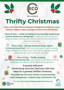 thrifty Christmas - a sustainable Christmas project in Bridgwater with Eco Centre South West and Sedgemoor Community Connector