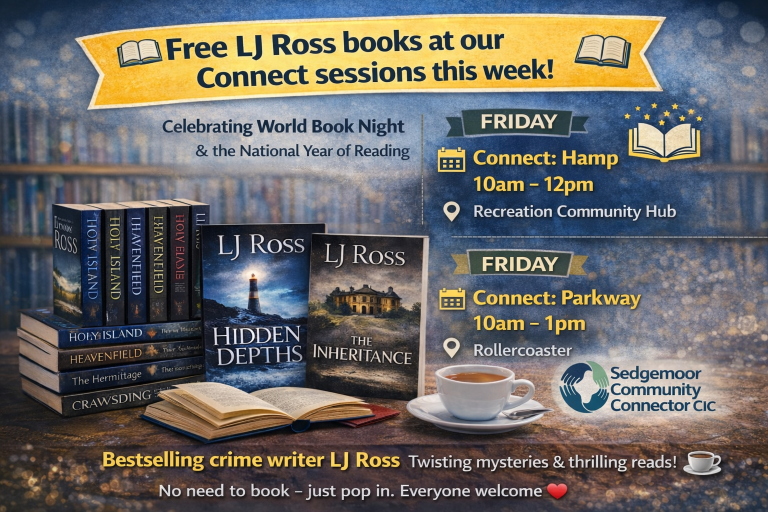 LJ Ross book Giveaway at Connect Sessions Bridgwater