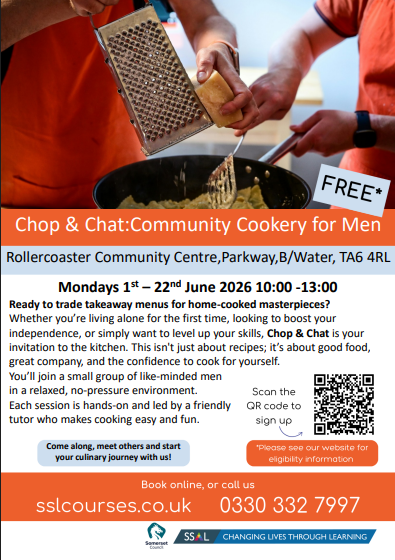 Chop and Chat mens cooking Segdemoor community Connector and Somerset Skills and Learning